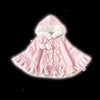 Japanese Harajuku Girls Sweet Bow Fur Ball Plush Cape Coats Women Lolita Kawaii Winter Warm Ponchos Jacket Hooded Cloak