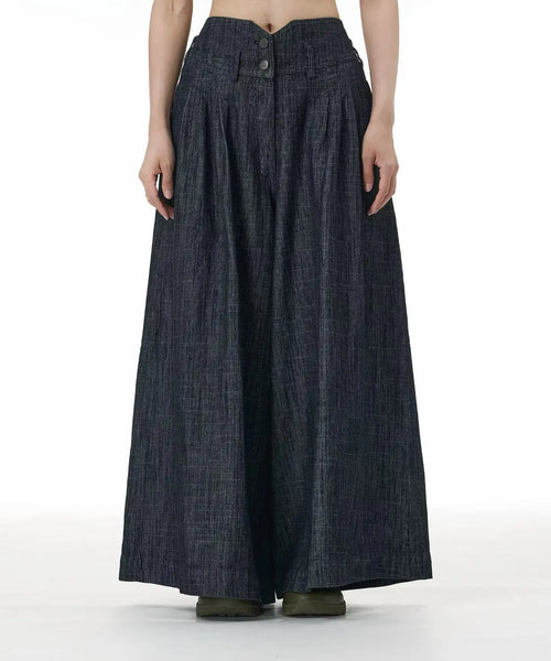 Korean-style Retro Patchwork Denim Pants for Women Autumn2026 Wide-leg Pants