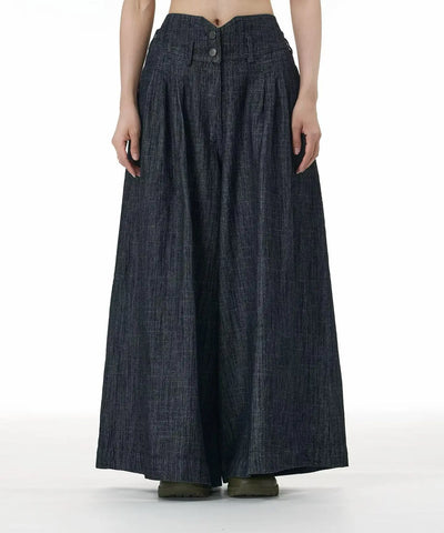 Korean-style Retro Patchwork Denim Pants for Women Autumn2026 Wide-leg Pants