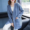 Knitted Shirt Casual Long Sleeve Loose Medium Length Outwear Sweater Coat Women Autumn Knitwears Cardigan Mujer