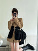 Original Design Blazer Women Loose Spliced Pocket Korean Shrug Notched Single Breasted Blazer Mujer Femal with Belt
