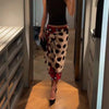 Women Chic Vacation Outfits Leopard Print Sheer Chiffon Shirt Casual Turn-down Collar Mini Dress & Detachable Scarf