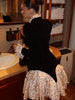 Women's Vintage Velvet Mini Dress Sweetheart Neck Puff Sleeve Dresses Floral Ruffle Tiered Skirt Romantic Party Date Outfit