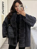 Faux Fur PatchworkTwisted Knitted Cardigan Women Elegant Lapel Long Sleeve Pockets Furry Knitwear Autumn Female Loose Outerwears
