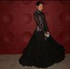 Lace Dress Women's Round Neck Hollow Out Slim Long Sleeve Retractoin Waist Big Swing Dresses 7AB8070