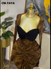 Women Leaf Printed Stacked Ruched Draped V-neck Maxi Long Bodycon Dress Holiday Birthday Club Party Evening Dresses