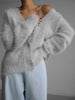 Women Knitted Thick Cashmere Wool Cardigan Chic V Neck Single Breasted Long Sleeve Sweater Fall Winter Coat Outwear