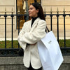 Women's Blazer Faux Fur Coats Outerwears Female Spring Jackets White Fitted Long Sleeve Blazer Office Wear Women 066