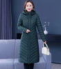 Middle-aged Womens Down Cotton Coat Winter Long Warm Quilted Cotton Jacket Female Casual Hooded Parka Overcoat Purple 5XL