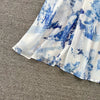 Court Style Long Dresses for Women Floral Print Flare Sleeve Stand Collar Female Elegant Vestidos Chiffon Maxi Dress