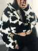 Punk Style Gothic Crop Faux Fur Y2k Coats Color Block Long Sleeve Women Cardigan Jackets Warm Streetwear