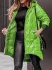 Winter Hooded Loose Solid Color Zipper Cotton Jacket Women Quilted Puffer Coat Fleece Lined Long Warm Irregular Hem Outerwear