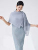 Pleated Shawl Coat For Women Slash Neck Solid Color Headcloth Scarf Versatile Coats Spring 2Z2603