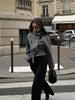 Grey Lace Up Short Woolen Coat Women Chic Solid Stand Collar Double Breasted Pocket Slim Jacket Lady Commute Street Wear