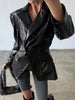 Crocodile Embossed Faux Leather Blazer Lapel Collar Long Sleeve Slim Waist Single Breasted Women Jacket Autumn Chic Coat