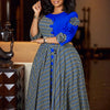 Elegant Dresses for Women Fall African 3/4 Sleeve Party Birthday Robe Chic 3D Flower Plaid Evening A-Line Dress