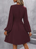 Dresses Woman Clothing V Neck Lantern Sleeve Wrap Mini Dress Ruched Waist Flowy Hem Elegant for Autumn and Party Styles