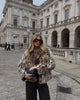 Lady Leopard Print Lapel Fur Coat Women Elegant Single Breasted Loose Jacket Daily Commuting Office Outerwear