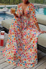 Long Dress Women Dresses A Line Vestidos Y2k Streetwear V Neck Full Sleeve Print Dot Elegant Party Night Work High Waist
