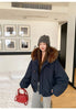 Warm Down jacket Ladies Pai Overcome Winter Cotton Padded Coat Women Parkas Horn Hooded Outcoat Big fur collar Overcoat