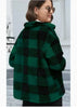 Women Plush Coat Jackets Plaid Print Outerwear Thick Warm Single Breasted Turn Down Collar Overcoat Office Lady Autumn Winter