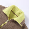 Casual Women's Knit Contrast Fleece Coats Stand Collar Zipper Pockets Full Sleeve Jackets Spring Lady Warm Outwear