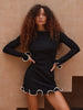 Knitted Contrast Slim Fit Mini Dress Women's Autumn Knitted Sweater Dress Long Sleeve Knitted Mini Dress