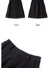 Black Wide-Leg Pants Autumn Flowy Ankle-Length Side Zipper Detail Trousers Office Lady Commuter Bottoms A1738