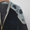 Women's Coat Patchwork Zipper Denim Velvet Beading Long Sleeve Loose Vintage Jackets Autumn 29A3480
