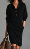 Button Knitted Slim Dresses Women Spring Sexy And Elegant Solid Color Lapel Home Long-sleeved Dress For Women