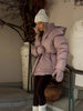 Solid Hooded Padded Jacket Women's Warm Long Sleeve Oversized Jacket Autumn Winter Lady High Street Outerwear