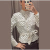 Polka Dot Cropped Pants Set For Women Y2K Stand Collar Lace Up Jacket High Waist Capri Pants Lady Street 2 Pieces Outfit