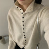 Soft Comfortable Stand-Up Collar Sweater Cardigan Women Simple Single Breasted Cardigans Coat Autumn Solid Knitted Outerwear