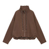 2026Classic Commuter Style Women S Red Hooded Pilot Jacket Cotton Padded Elastic Ruffle Hem Loose Short Casual Coat