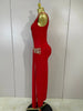 Women Elegant Shiny Diamond Sexy One Shoulder Long Bodycon Bandage Dresses Celebrity Evening Party Nightclub Wedding Guest Dress