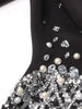 Temperament Spliced Diamonds Dress For Women Lapel Long Sleeve High Waist Patchwork Sequins Chic Dresses Female