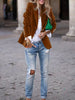 Women's Gold Velvet Blazer, Office Lady Spring Autumn Foreign Atmosphere, Red Blazers Suit, OL Professional Wear