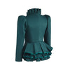 （in stock）Women Victorian Gothic Red Blazer Formal Business Ruffles Slim V Neck Jacket Victorian Elegant Pirate Jacket