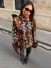 Leopard Printed Faux Fur Women's Coats Slim Lapel Single Breasted Full Sleeve Coat Autumn Winter Lady Warm Jackets
