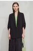 Minimalist Women's Blazer Mujer Autumn Solid Loose Seven-quarter Sleeve Lapel Button Commuter Suit Jacket 12512019