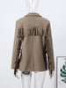 Elegant Women Blazer Coat Turn down Collar Full Sleeve Tassel Solid Thick Warm Jacket Female Spring Office Lady Outwear
