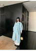 Spring Autumn Long Cute Sweet Thin Blue Trench Coat for Women Bow Lantern Sleeve Loose Casual Chic Overcoat