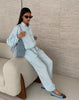 Women Frog Button Satin Jacket Lattern Pants Set Stand Collar Long Sleeve Top Wide Leg Pant Loose Fit Suit Summer Casual Outfits