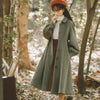 French Vintage Woolen Coats Women Autumn Winter Elegant Pleated Long Coat Female Sweet Lantern Sleeve Jackets