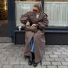 High Street Brown Belted Trench Coats Women's Loose Lapel Lace-up Button Full Sleeve Windbreakers Autumn Ladies Outwear