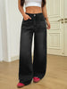 Wide Leg Distressed Straight Jeans for Women Elastic Casual Bootcut Denim Pants Ladies Jeans