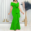 Women Off Shoulder Big Bow Skew Neck Mermaid Maxi Dress Female Evening Birthday Sexy Night Party Club Long Dresses