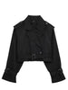 Women Belt Cropped Trench Spring Jacket Vintage Streetwear Double Breasted Long Sleeve Top Female Coat Outfits