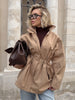 Autumn Vintage Jacket Femme Winter Street Casual Long Sleeve High Waist Cardigan Workwear Retro Coat Winter