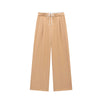 Women Solid Lace Up Side Zipper Straight Pants Vintage High Elastic Waist Female Chic Lady Trousers
